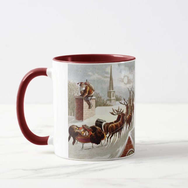 Vintage Christmas, Saint Nicholas on the Rooftop Mug (Left)