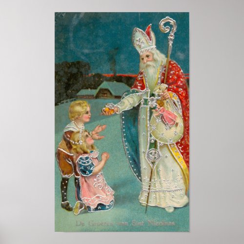 Vintage Christmas Saint Nicholas Poster