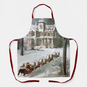 Vintage Christmas, Saint Nicholas with Reindeer Apron