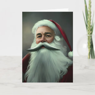 Vintage Christmas Sant Claus gray white mustache Card