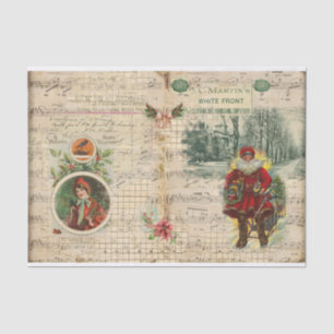 Vintage Christmas Santa and Musical Notes Tissue Paper