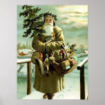 vintage Christmas Santa Angel Holiday Poster<br><div class="desc">vintage Christmas Santa Angel Holiday Poster</div>