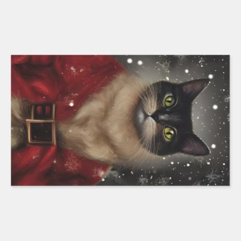 Vintage Christmas Santa Cat Sticker by vintagecreations at Zazzle