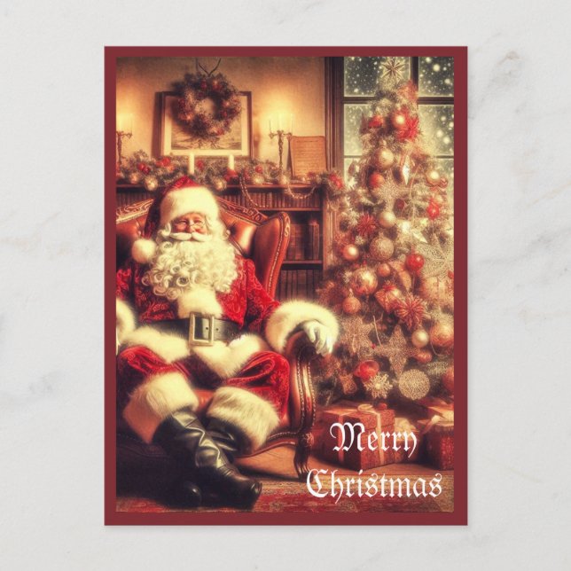 Vintage Christmas  Santa Claus AI Art Postcard (Front)