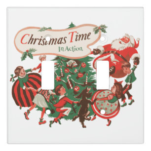 Vintage Christmas Santa Claus and Dancing Children Light Switch Cover
