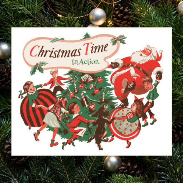 Vintage Christmas Santa Claus and Dancing Children Poster (Creator Uploaded)