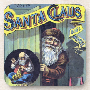 Vintage Christmas, Santa Claus and His Works Book Beverage Coaster