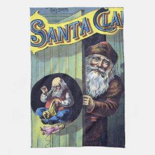Vintage Christmas, Santa Claus and His Works Book Towel