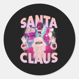 Vintage Christmas Santa Claus Bootleg 90s Hip Hop Classic Round Sticker