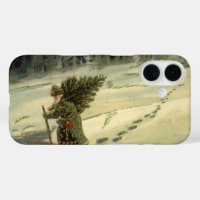 Vintage Christmas, Santa Claus Carrying a Tree
