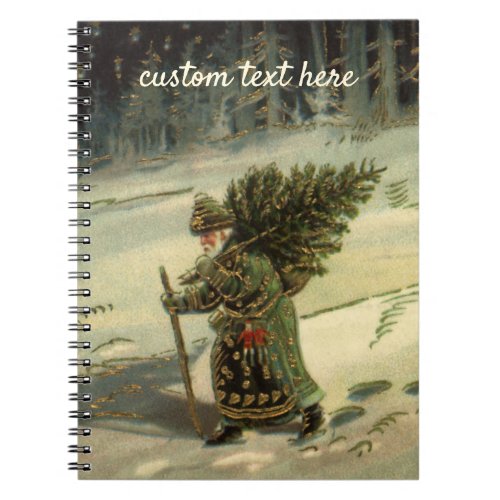 Vintage Christmas Santa Claus Carrying a Tree Notebook