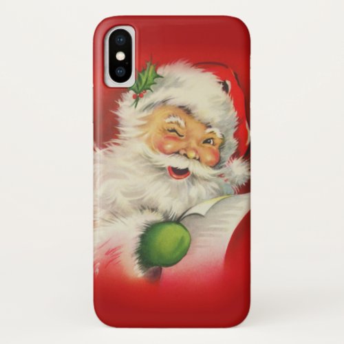 Vintage Christmas Santa Claus iPhone X Case