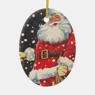 Vintage Christmas Santa Claus Ceramic Ornament