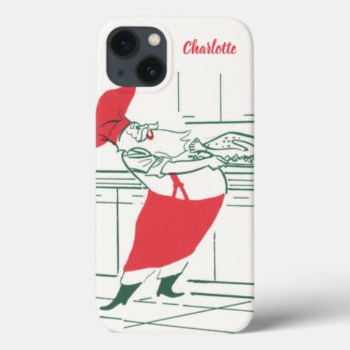Vintage Christmas Santa Claus Chef and Turkey iPhone 13 Case