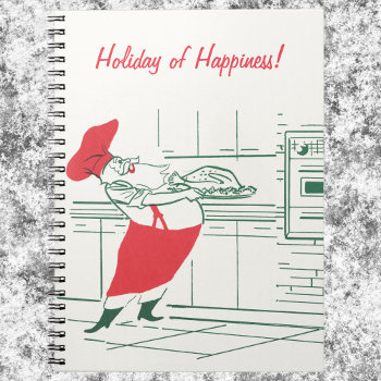 Vintage Christmas  Santa Claus Chef And Turkey Notebook by ChristmasCafe at Zazzle