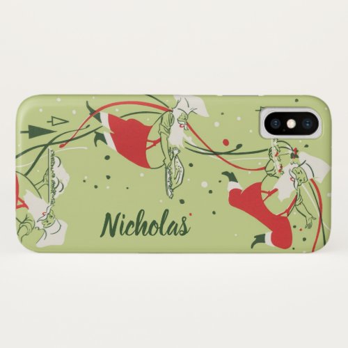 Vintage Christmas Santa Claus Chef with Dinner iPhone X Case