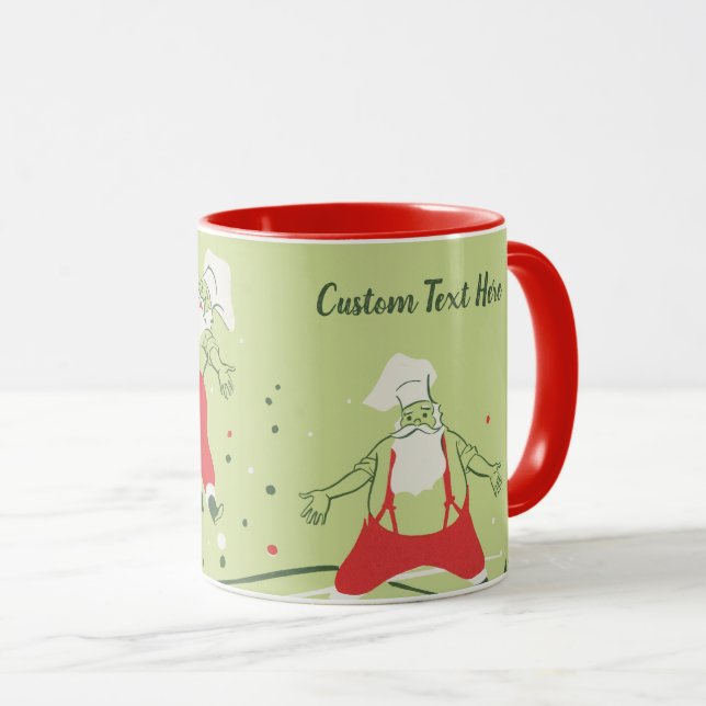 Vintage Christmas, Santa Claus Chef with Dinner Mug (Front Right)