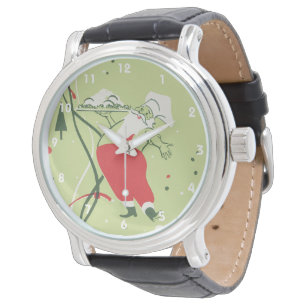 Vintage Christmas, Santa Claus Chef with Dinner Watch