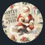 Vintage Christmas Santa Claus Classic Round Sticker<br><div class="desc">Vintage Christmas Santa Claus sticker.  A festive addition to your Christmas gift wrapping. Designed for you by Blackberry Boulevard.</div>