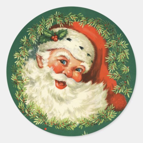 Vintage Christmas Santa Claus Classic Round Sticker