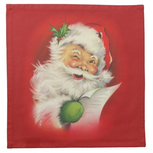 Vintage Christmas Santa Claus Cloth Napkin