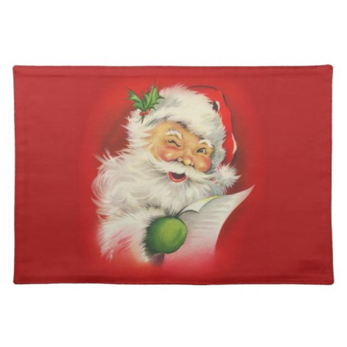Vintage Christmas Santa Claus Cloth Placemat