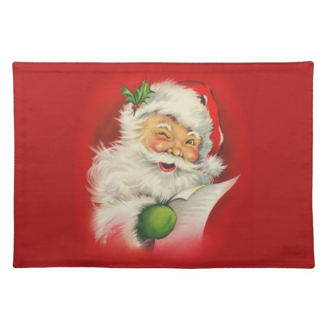 Vintage Christmas Santa Claus Cloth Placemat (Front)