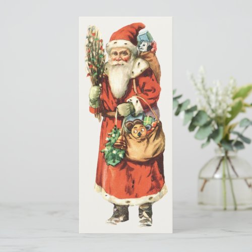 Vintage Christmas Santa Claus Die Cut Image Invitation