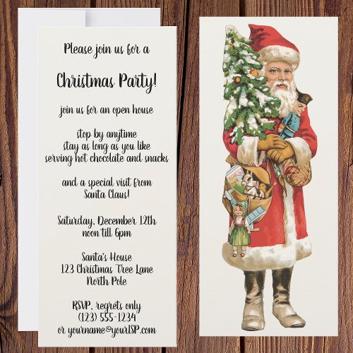 Vintage Christmas Santa Claus Die Cut Image Invitation