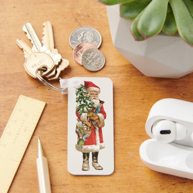 Vintage Christmas, Santa Claus Die Cut Image Keychain (Desk)