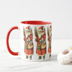 Vintage Christmas, Santa Claus Die Cut Image Mug