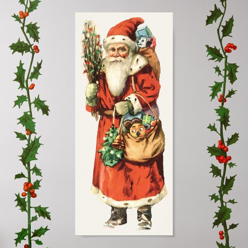 Vintage Christmas Santa Claus Die Cut Image Poster