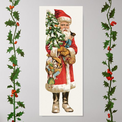 Vintage Christmas Santa Claus Die Cut Image Poster