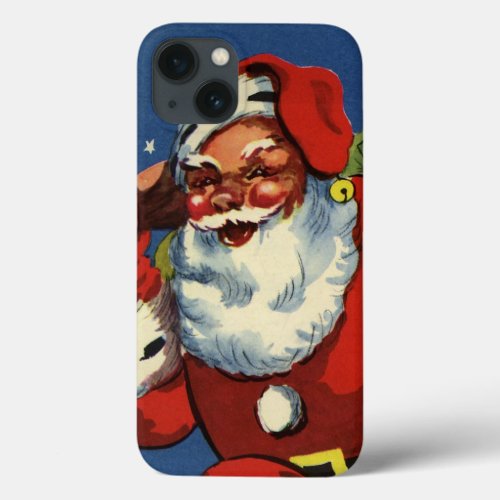 Vintage Christmas Santa Claus Down Chimney w Toys iPhone 13 Case