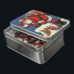 Vintage Christmas, Santa Claus Down Chimney w Toys Jigsaw Puzzle<br><div class="desc">Vintage illustration Merry Christmas holiday design featuring a jolly Santa Claus on a snow covered roof climbing down the chimney with a sack full of toys,  wrapped presents,  teddy bears and drums on Christmas Eve. Happy Holidays and Season's Greetings!</div>