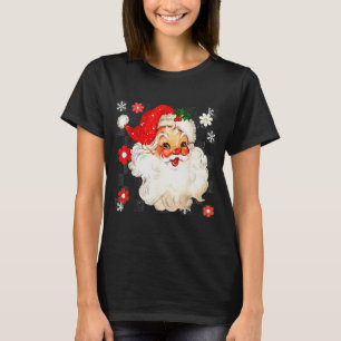 Vintage Christmas Santa Claus Face Checkered Old F T-Shirt