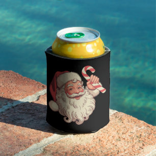Vintage Christmas Santa Claus Face Funny Old Can Cooler