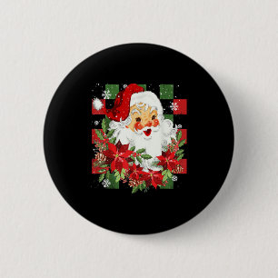 Vintage Christmas Santa Claus Face Funny Old Fashi Button