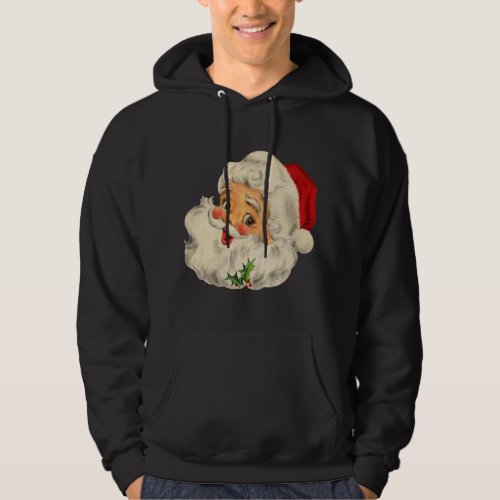 Vintage Christmas Santa Claus Face Funny Old Fashi Hoodie