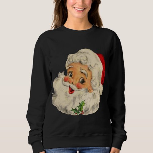 Vintage Christmas Santa Claus Face Funny Old Fashi Sweatshirt