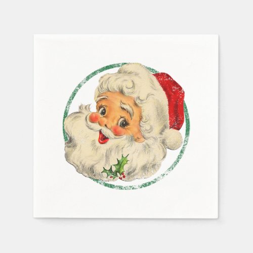Vintage Christmas Santa Claus Face Old Fashioned T Napkins