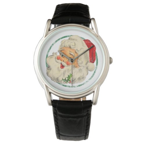 Vintage Christmas Santa Claus Face Old Fashioned T Watch