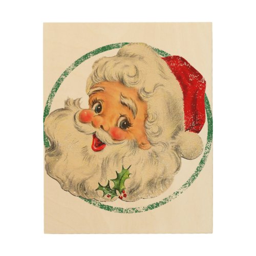 Vintage Christmas Santa Claus Face Old Fashioned T Wood Wall Art