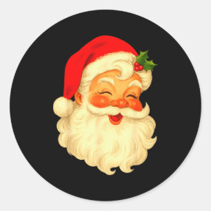 Vintage Christmas Santa Claus Face Old Fashioned X Classic Round Sticker