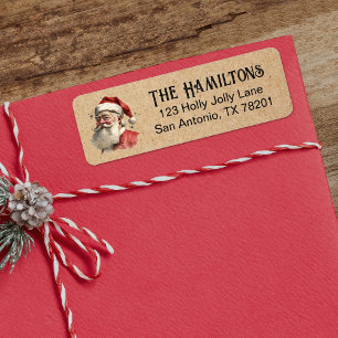 Vintage Christmas Santa Claus Face Return Address Label
