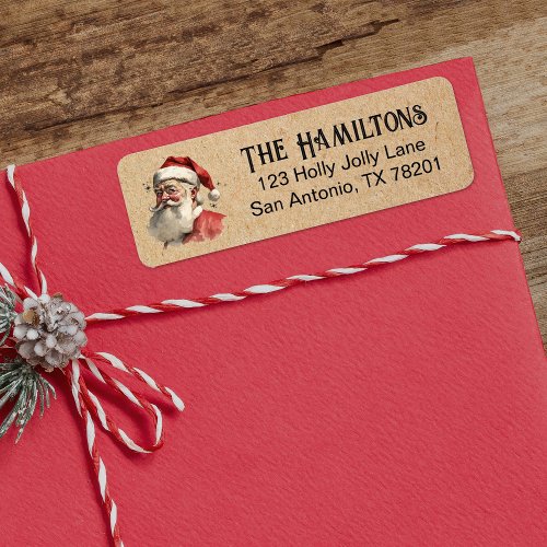 Vintage Christmas Santa Claus Face Return Address  Label