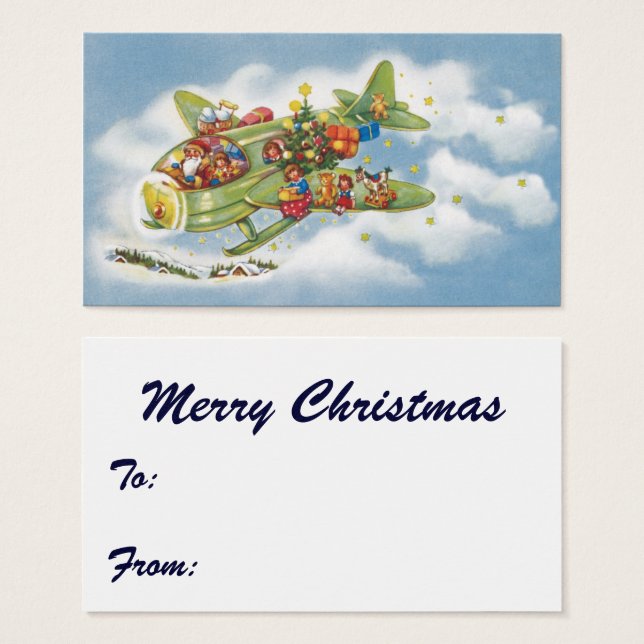 Vintage Christmas, Santa Claus Flying an Airplane (Front & Back)