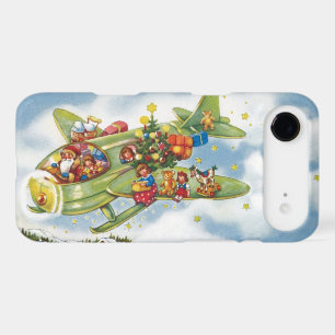 Vintage Christmas, Santa Claus Flying an Airplane iPhone 17 Air Case