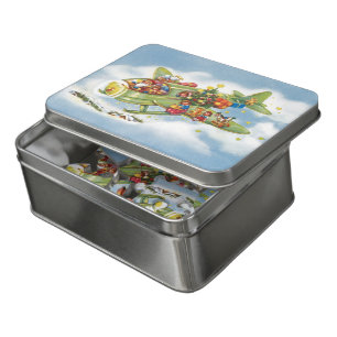 Vintage Christmas, Santa Claus Flying an Airplane Jigsaw Puzzle