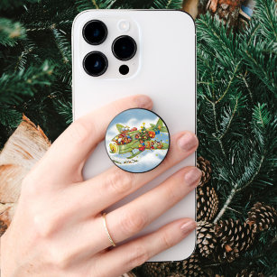 Vintage Christmas, Santa Claus Flying an Airplane PopSocket